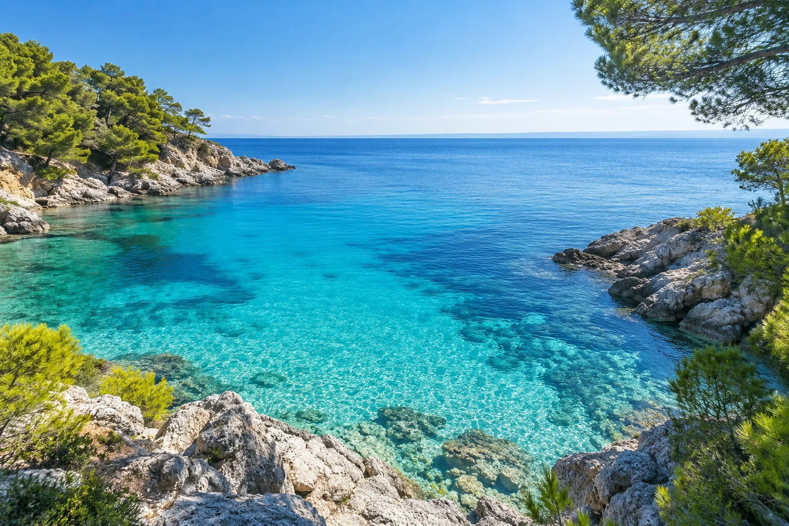 KI-Symbolbild: Küstenlandschaft mit türkisblauem Wasser